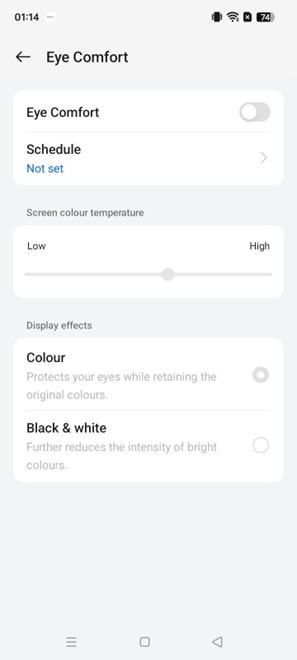 Eye Comfort feature in Realme C63 5G