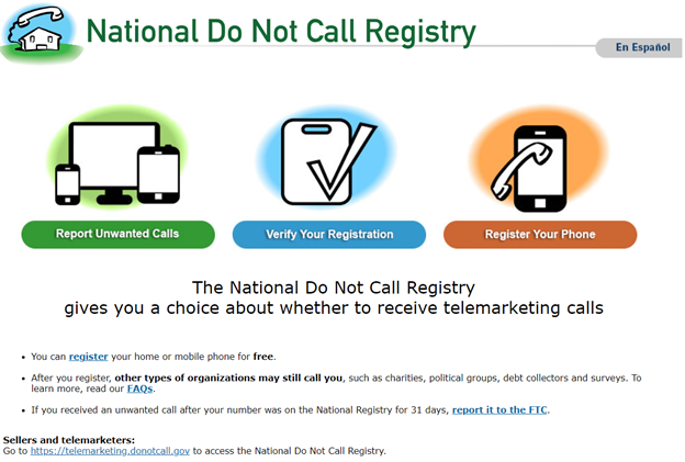 Register with the National Do Not Call Registry (For American citizens)